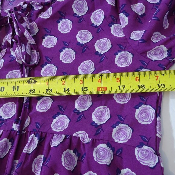 Dokotoo Women Purple Floral Maxi Dress Size M 3/4 Sleeve Loose Fit Tiered - Picture 8 of 12